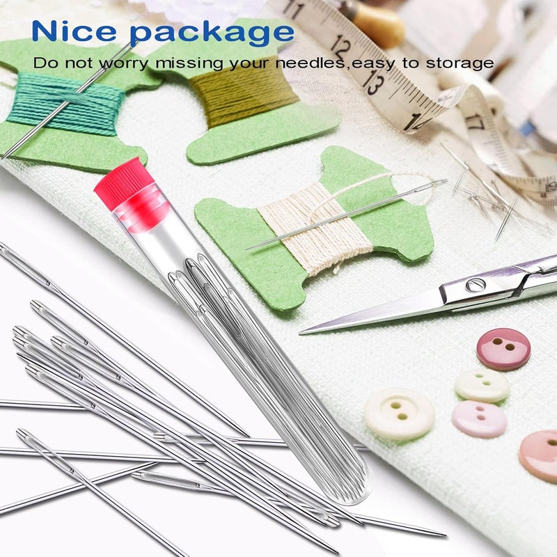 Orrdice 75 PCS Large Eye Sewing Needles, 5 Sizes Hand Sewing Needles with 4 Pcs Needle Threader, Including Embroidery - Image 4